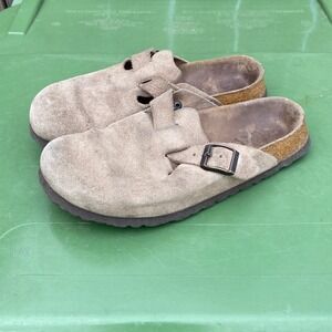 Betula‎ by Birkenstock Boston Suede Clogs Taupe Mules Buckle Strap EU 40 US 9